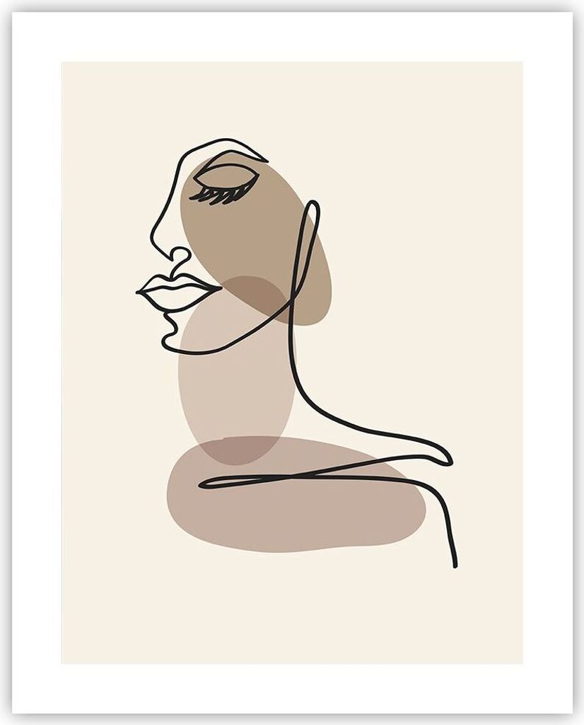 Poster - Poster ohne Rahmen - Zeichnung einzeilig Frau - 40x50 cm - Wand Bild - Wanddeko - Wandbilder - Kunstposter - Wandposter - Bilder - Kunstdr...