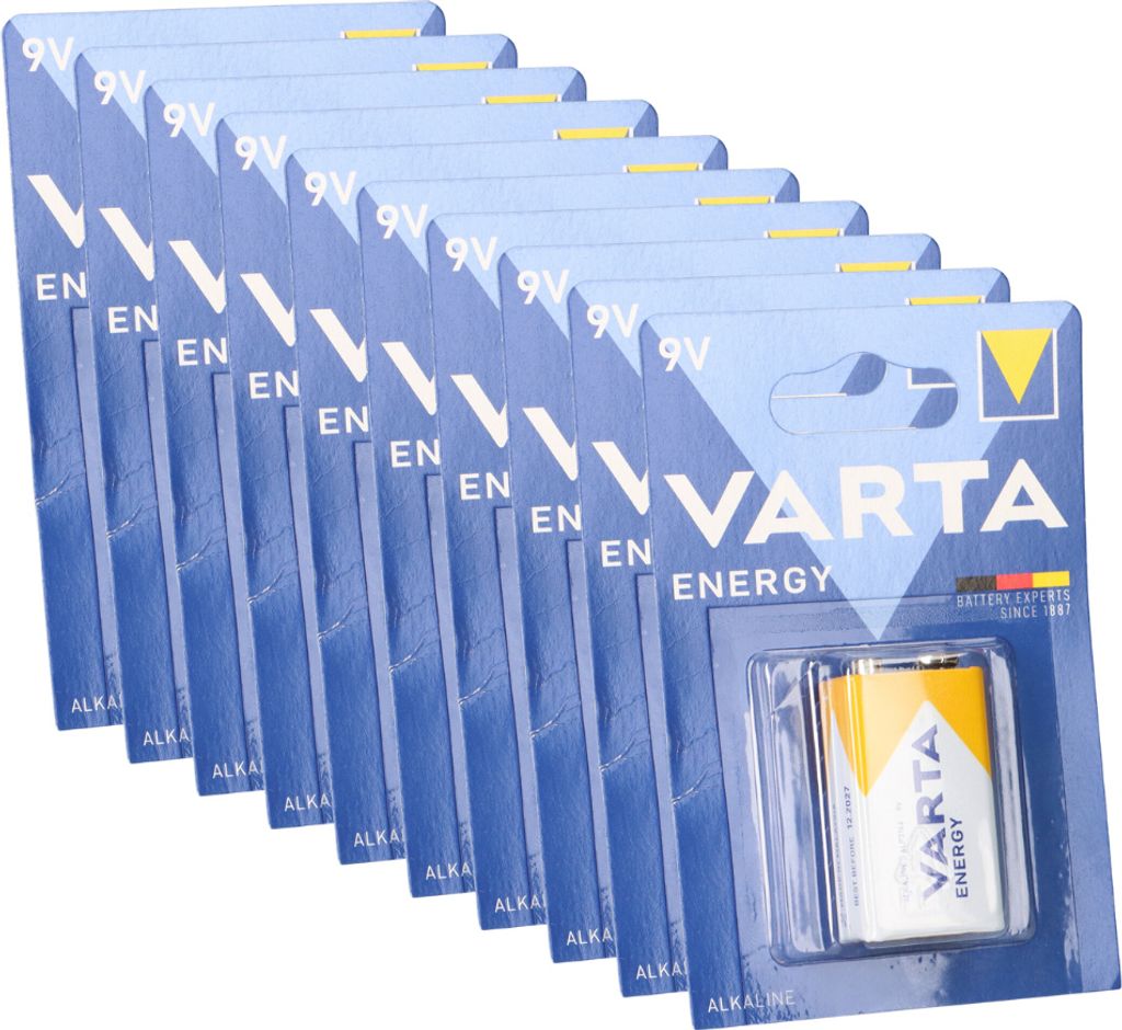 10x Varta Energy 9V-Block Batterie 1er Blister AlMn 565mAh