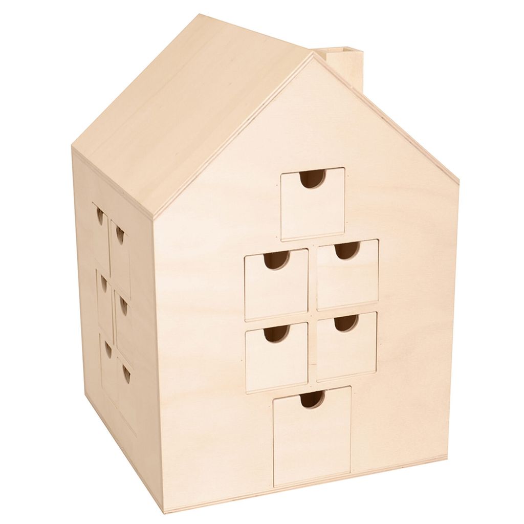 Adventskalender Haus zum Verzieren 30 x 21,5 cm