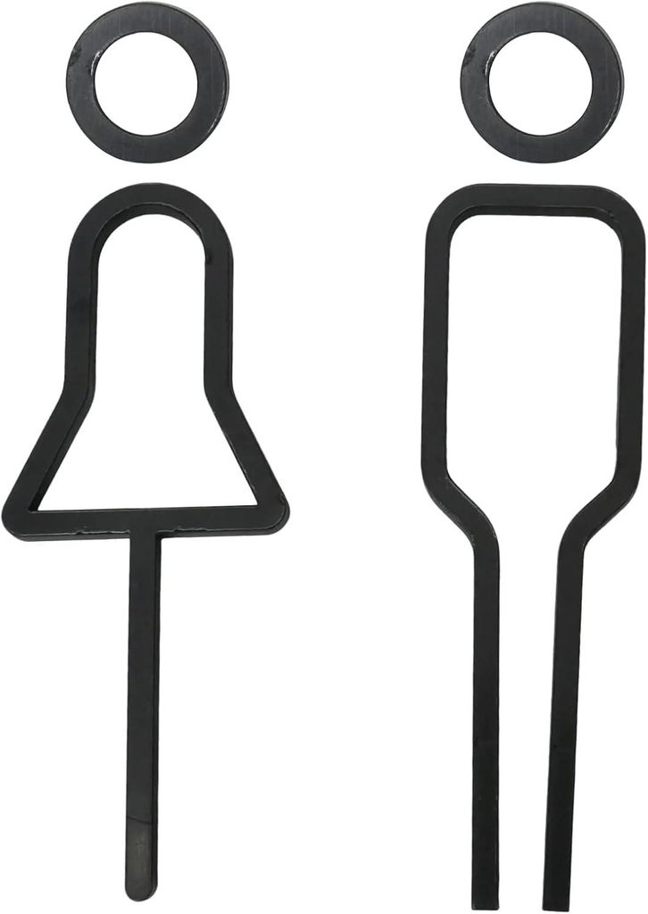 Toilettenschilder selbstklebend, Acryl, 18 cm, 2 Stück, schwarz