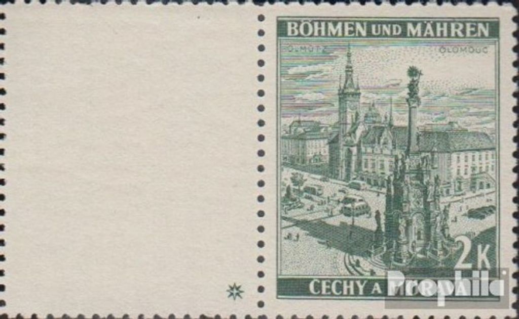Briefmarken Böhmen und Mähren 1939 Mi 31LW mit Leerfeld Produktbild 