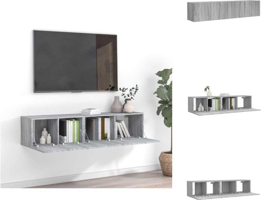 vidaXL 2-tlg. TV-Schrank-Set Grau Sonoma Holzwerkstoff -  Produktbild 