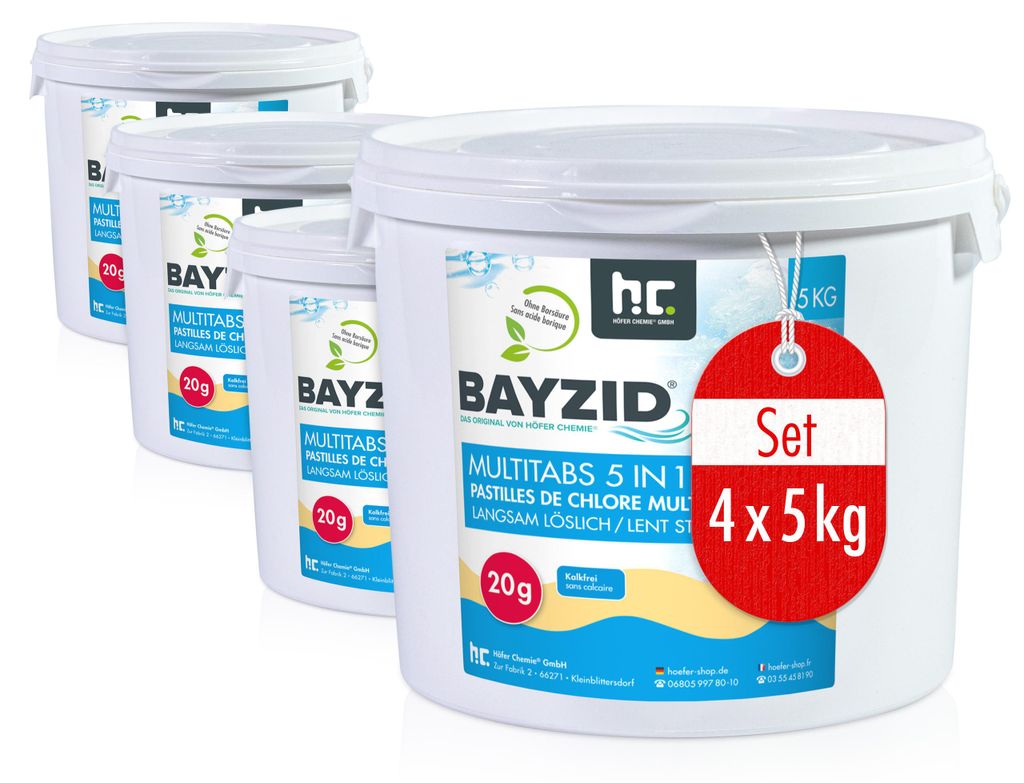 4x 5 kg BAYZID® Multitabs 20g 5in1 für Pools Produktbild 