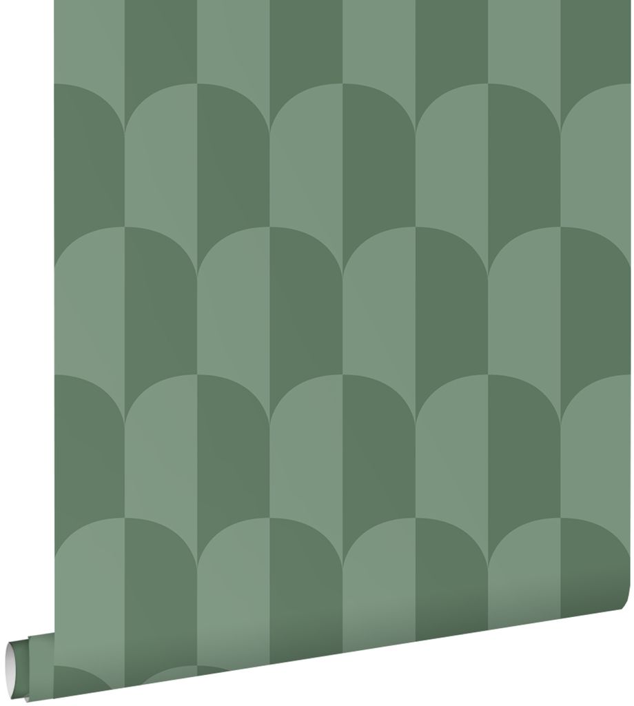 ESTAhome Tapete Art Decó Muster Graugrün 53 cm x 10.05 m