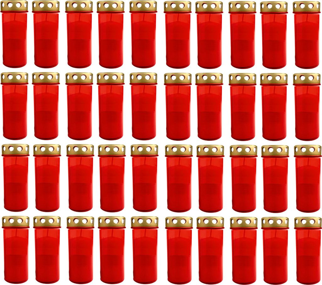 40er Set XL Grablicht Rot | Grabkerze mit Deckel | Großer Produktbild