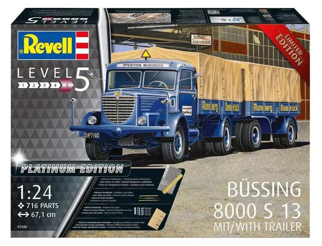Maquette Büssing 8000 S13 avec remorque Pl. Ed à l'échelle 1/24