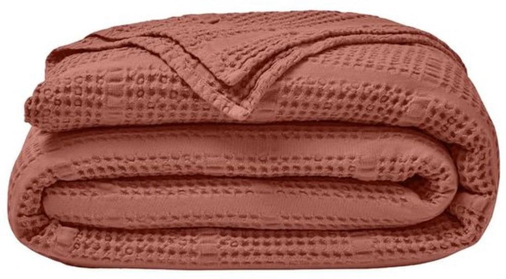 Terracotta katoenen bedsprei 240 x 260 cm