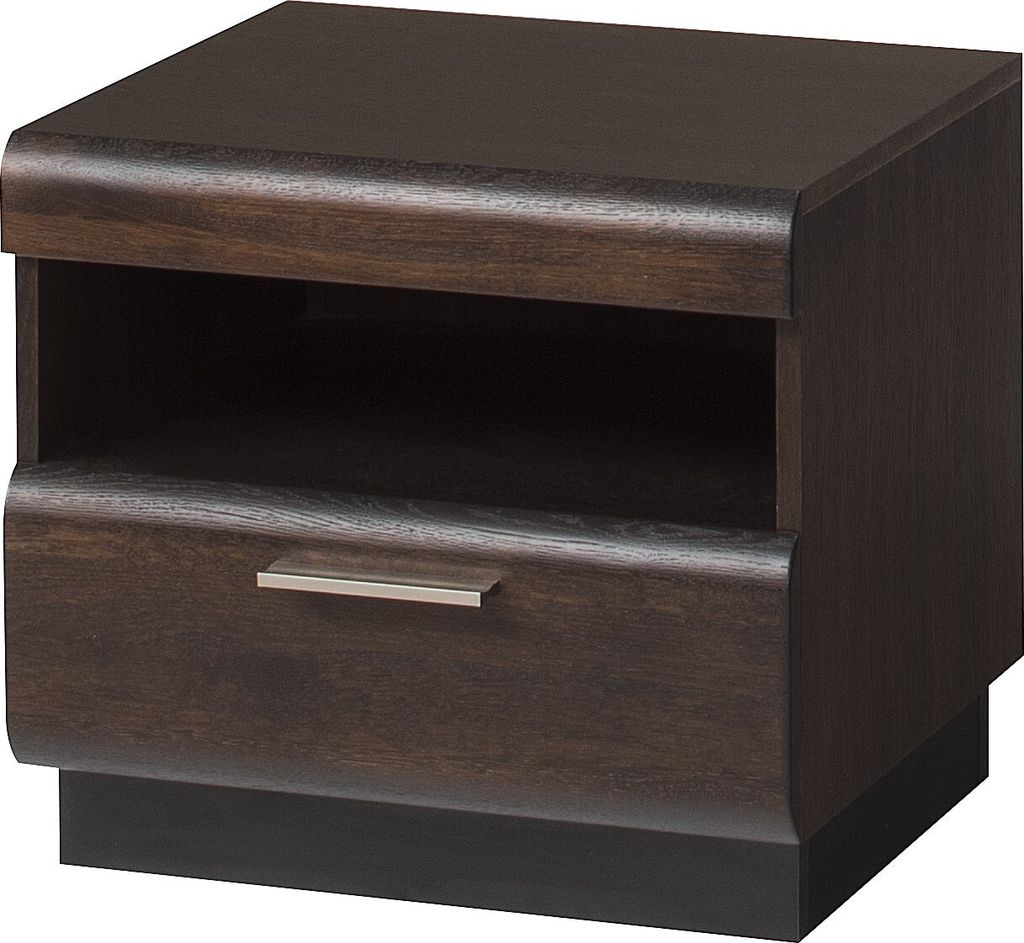 Furniture24 Nachttisch Porti 79 mit 1 Schublade Eiche Massivholz Naturfurnier Eiche Schoko