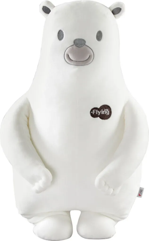 Doudou ours polaire pour sommeil enfant coussin peluche blanc de 65cm