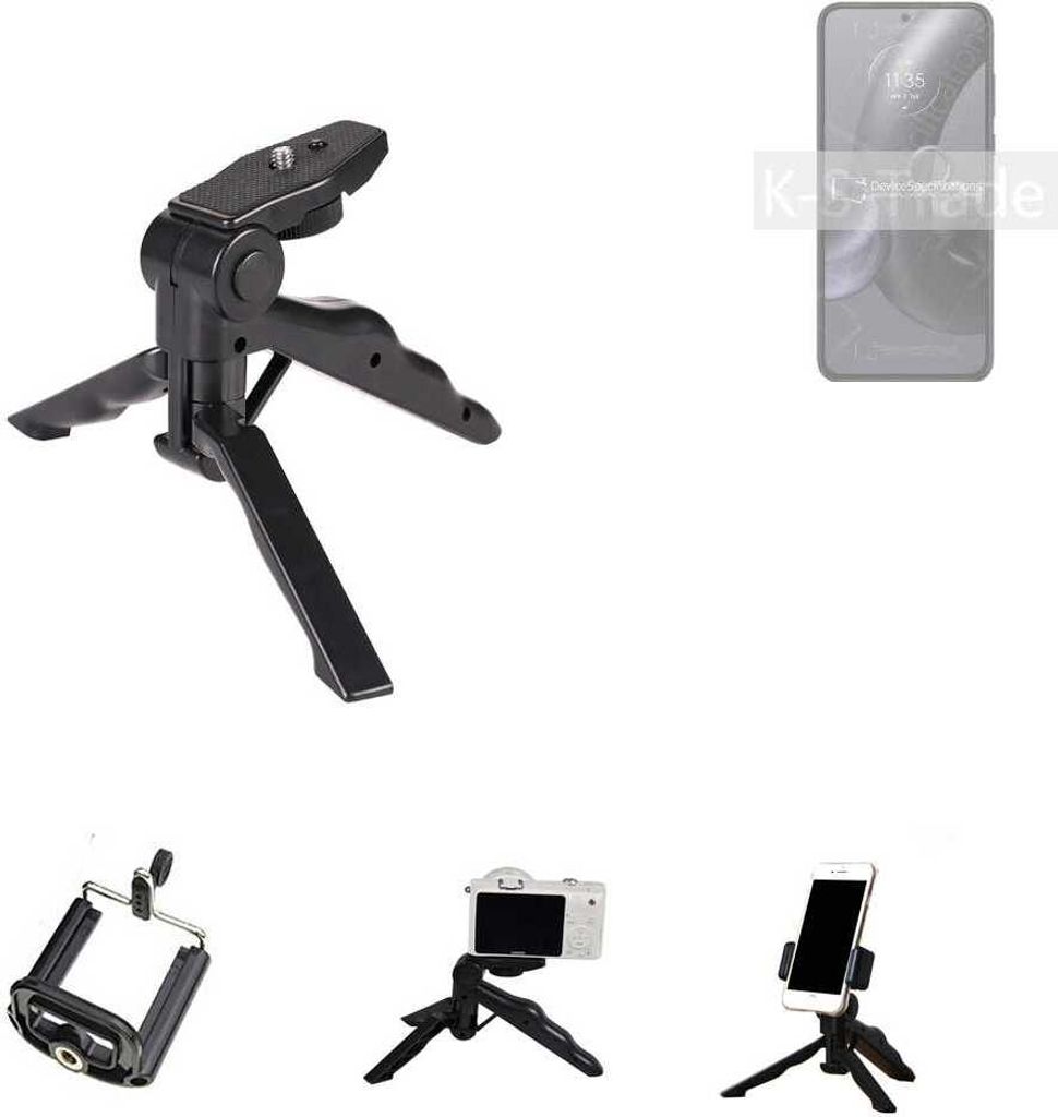 K-S-Trade Stativ Tisch-Ständer Dreibein Handy-Stativ Ständer kompatibel mit Motorola Edge 30 Neo Mini-Stativ Smartphone Tripod Handy-Stativ aus