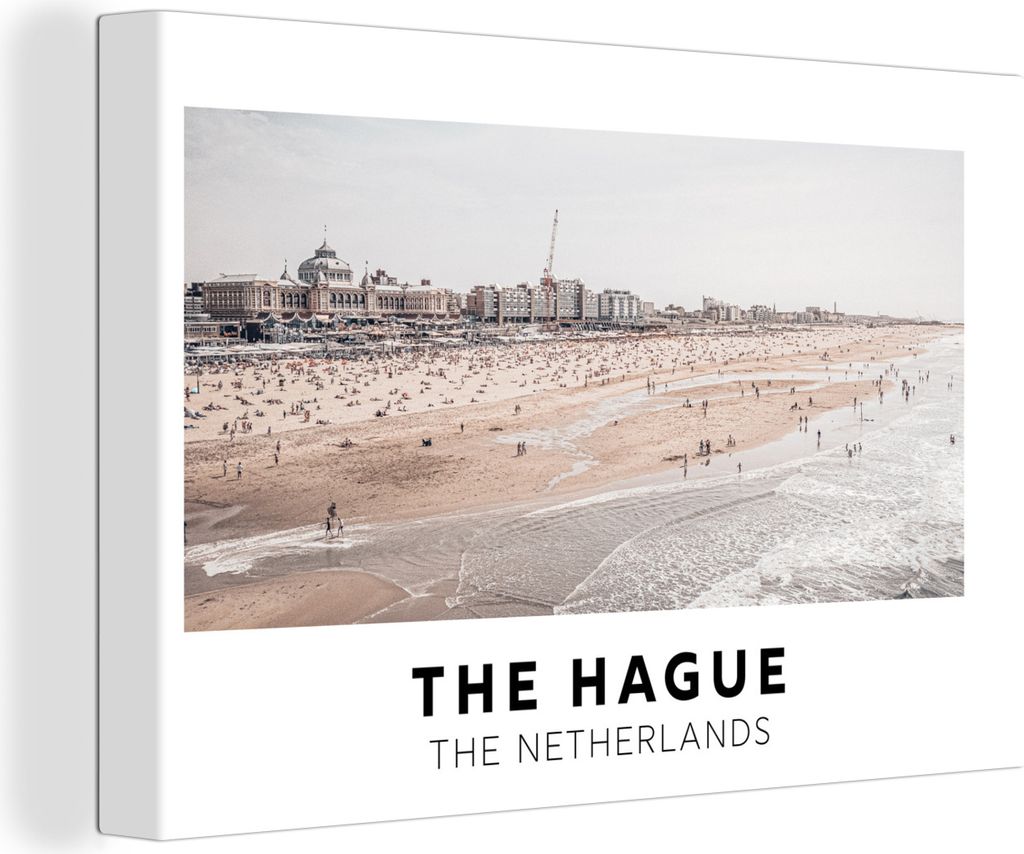 OneMillionCanvasses - Leinwandbilder - 150x100 cm, Niederlande - Den Haag - Strand, Wandbilder Kunstdruck Wanddekoration - Foto auf Leinwand - Ge...