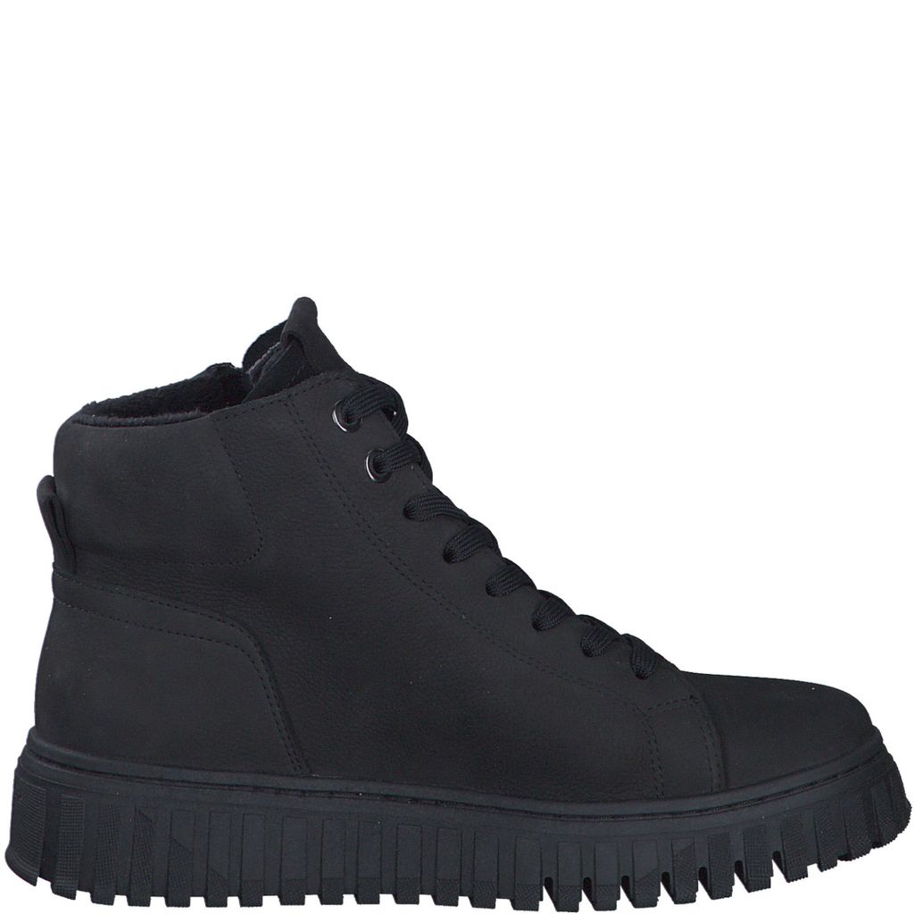 Tamaris Damen High-Top Sneaker Stiefelette Leder Schnürung Profilsohle 1-25206-43, Größe:38 EU, Farbe:Schwarz
