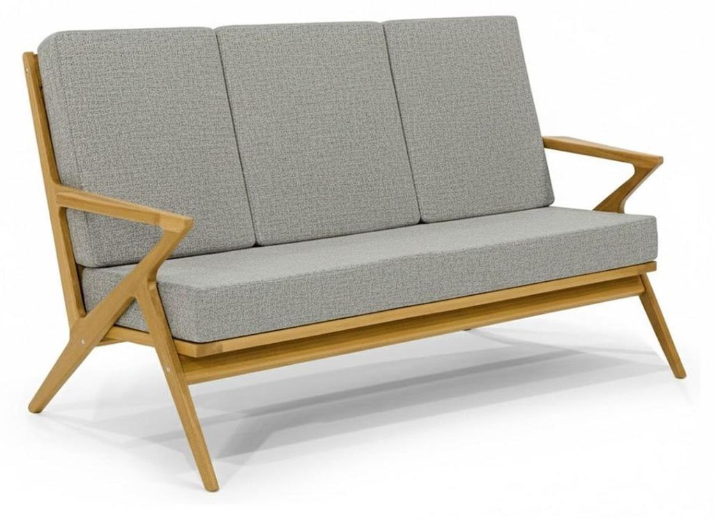 Garten-Dreisitzer-Sofa Moderner Stil Graue Farbe Holzrahmen Bequem