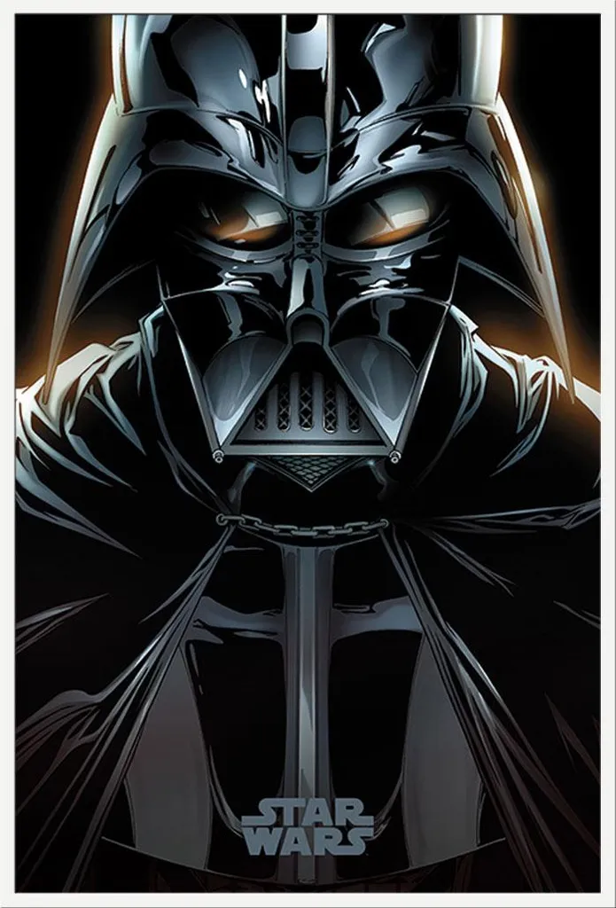 Affiche Dark Vador avec vitre acrylique et cadre Shinsuke blanc robuste
