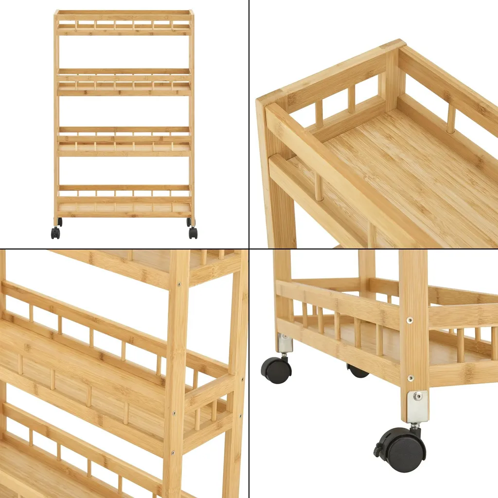 In And OutdoorMatch Garrison: Carrello Cucina 18cm Legno 4 Ripiani - 2