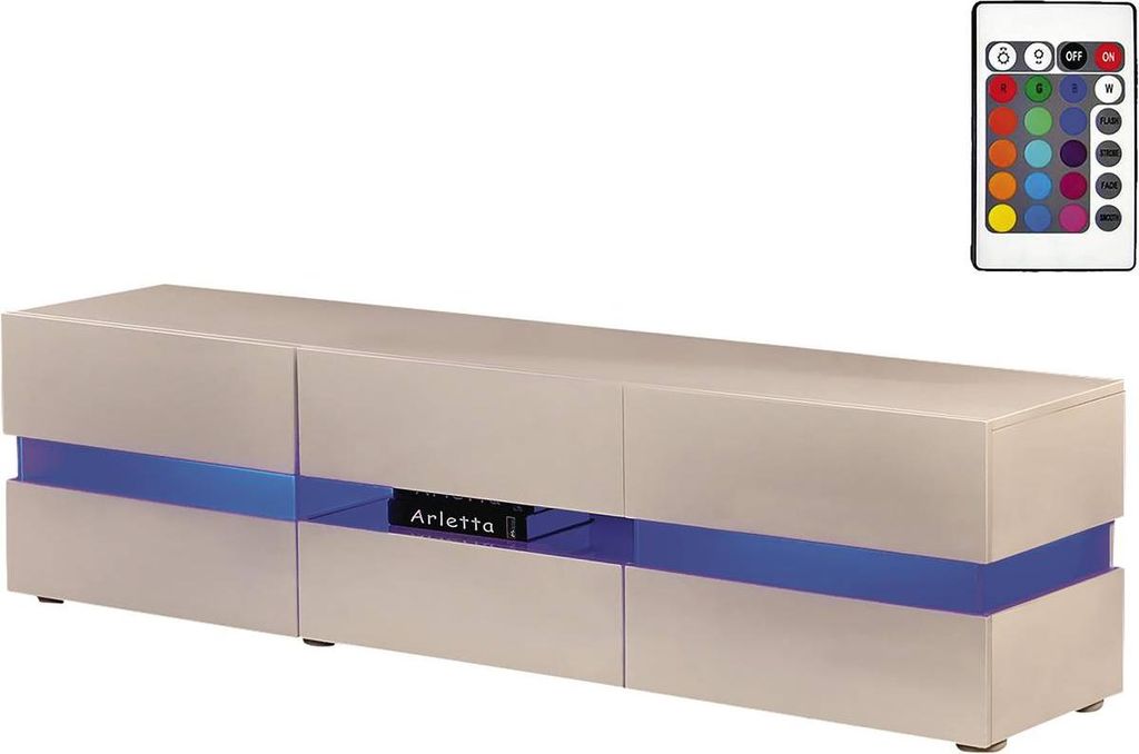 TV-Möbel mit LED "Vida" - 177 x 39 x 45 cm - Weiß lackiert