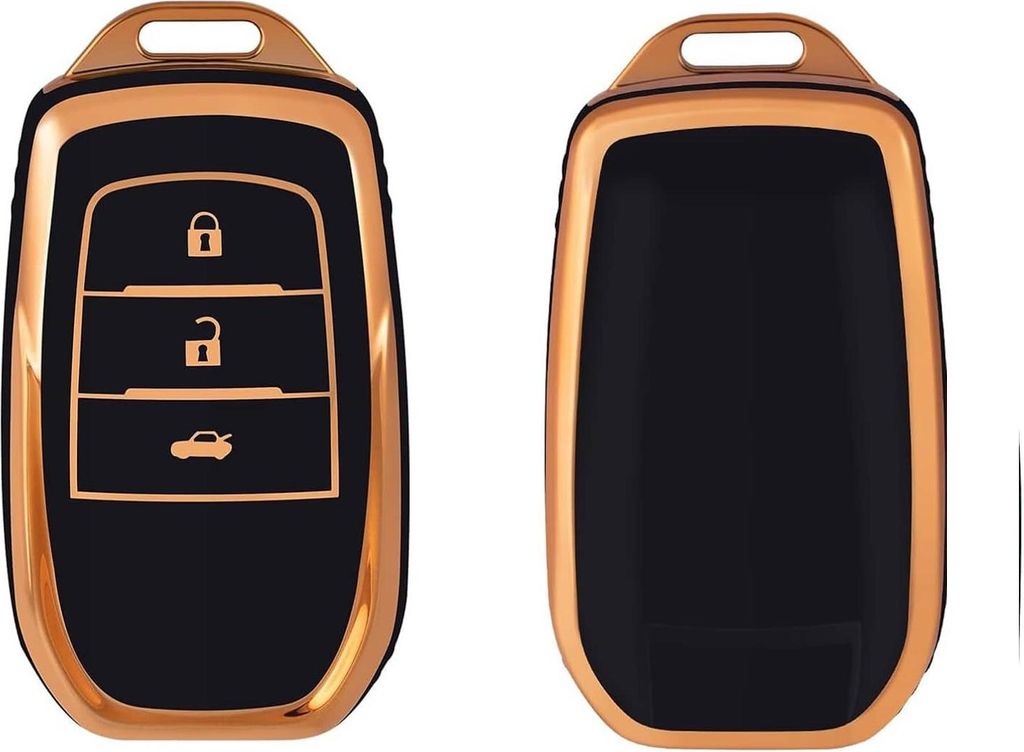 Dutch Shield - TPU Autoschlüssel Hülle für das Toyota Schlüssel - Schutzhülle Schlüsselhülle Cover A3 Gold, Schwarz