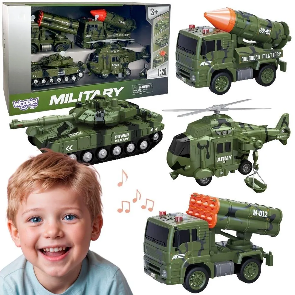 Jouet militaire complet avec lance-missiles et char de combat Woopie