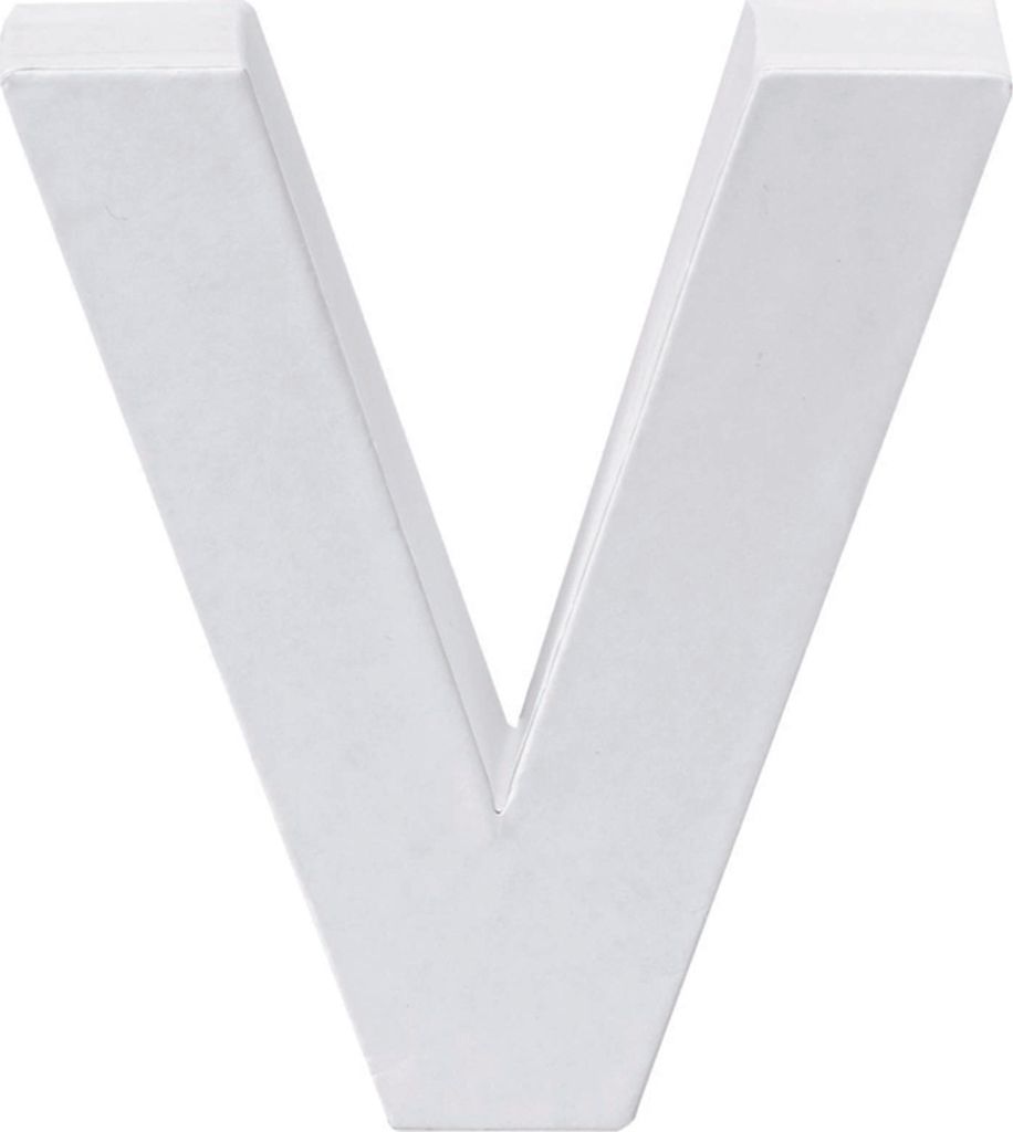 Papp Buchstabe V weiss 10 x 3,5cm