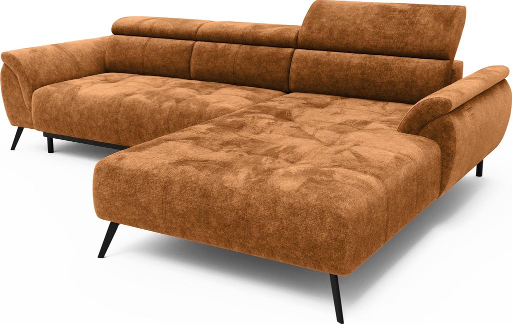 MASSIVMOEBEL24.DE|Ecksofa Ottomane rechts Chenille 286x184x79 rostfarben VALENTINA