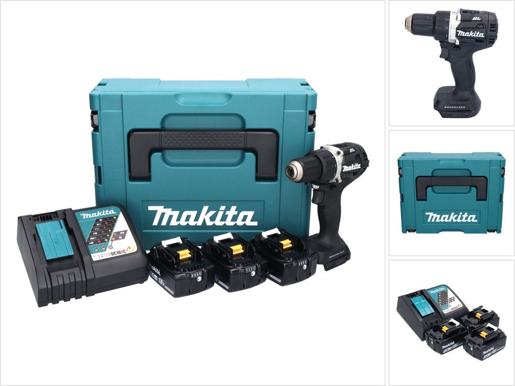 Makita 2-Gang Akku Bohrschrauber DDF484TB3J 18V + 3x Akkus + Ladegerät + Makpac