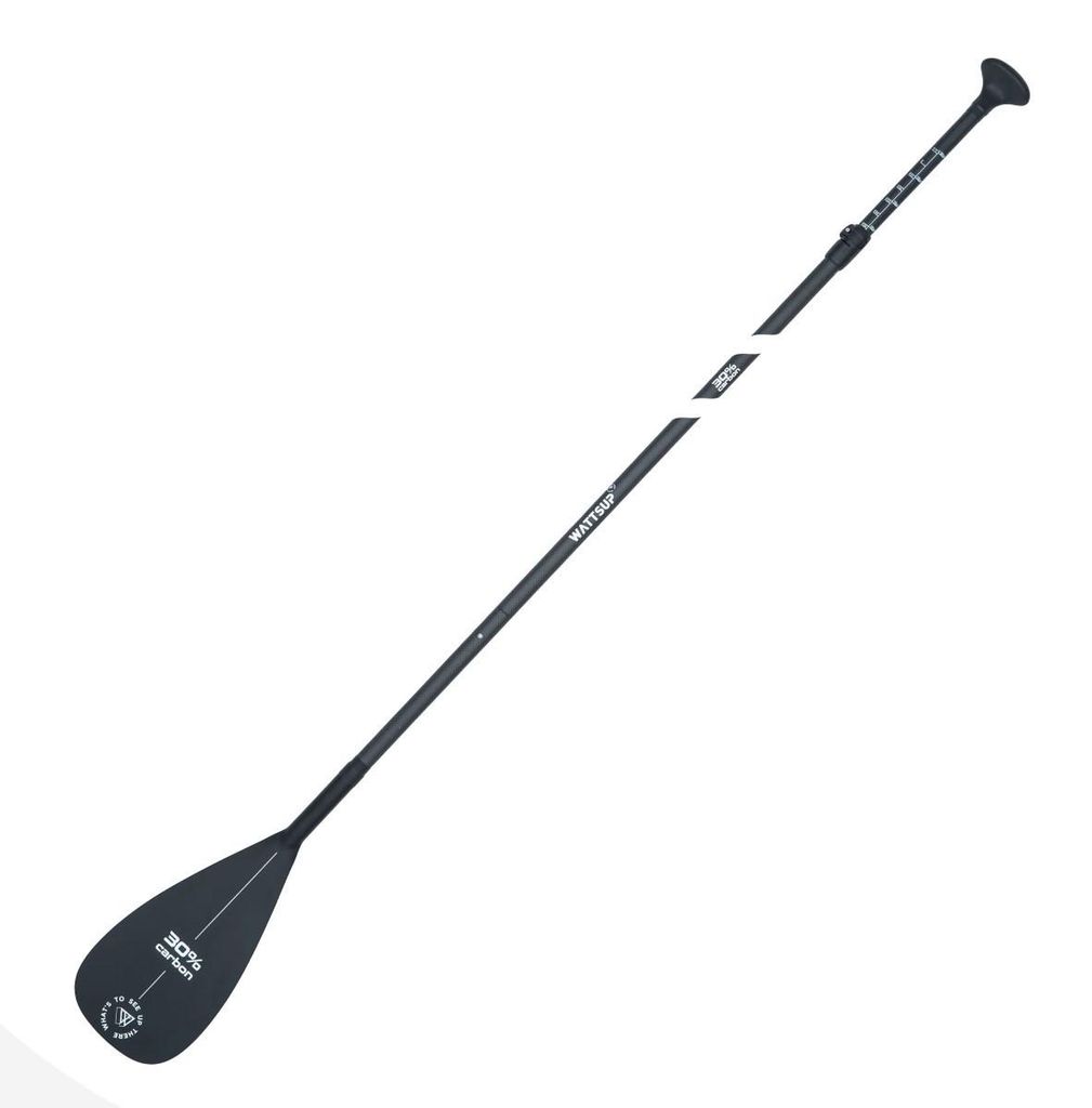 WATTSUP Stand Up Paddle Paddel 30% Carbon - Fiberglas - 3 Teile - Einstellbar/zerlegbar 165-215cm Klemmring - Leicht 1kg - Leistung