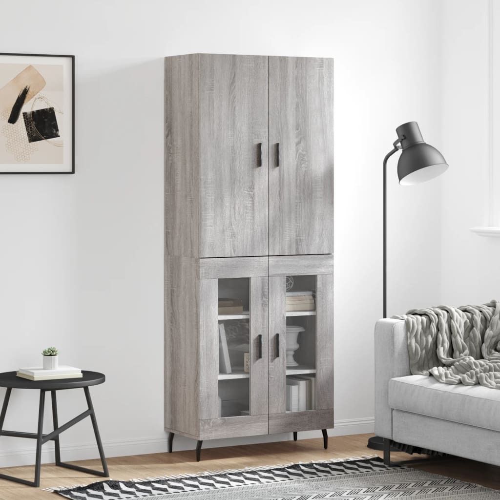 Möbel Highboard Grau Sonoma 69,5x34x180 cm Holzwerkstoff - Kommoden 3195753