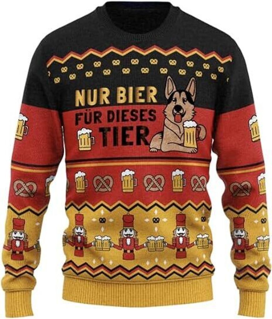 JAP Christmas Deutschland - Lustiger Hässlicher Weihnachtspullover Für Damen und Herren Ugly Christmas Sweater - Schwarz Rot und Gelb - 2XL