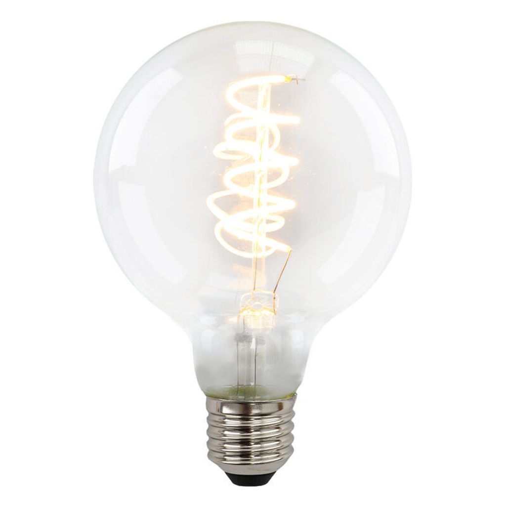 Olucia - TUELO G95 - E27 LED-Filamentlampe - 4W - 2700K - Dimmbar - Transparent