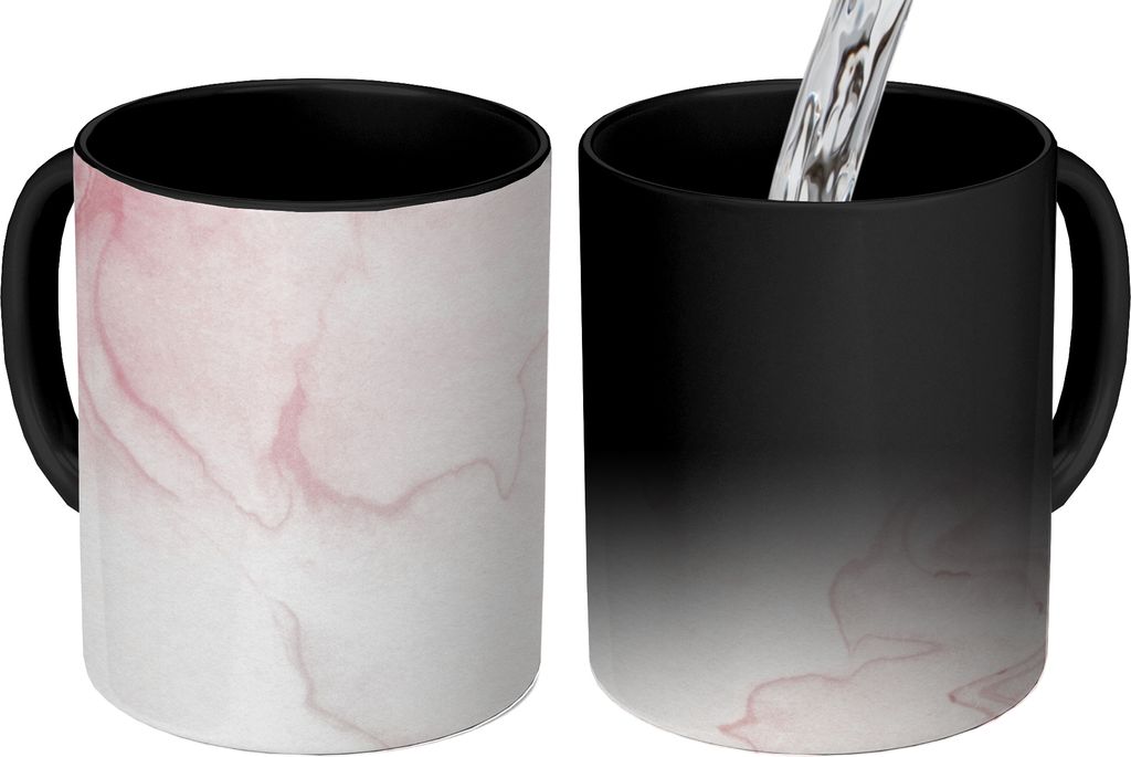 MuchoWow Zauber Tasse Zaubertasse Magic Marmor - Rot - Weiß 350 ml Farbwechsel Becher Geschenk Geschenkidee - Magic-Tasse - Fototasse - Keramikt...