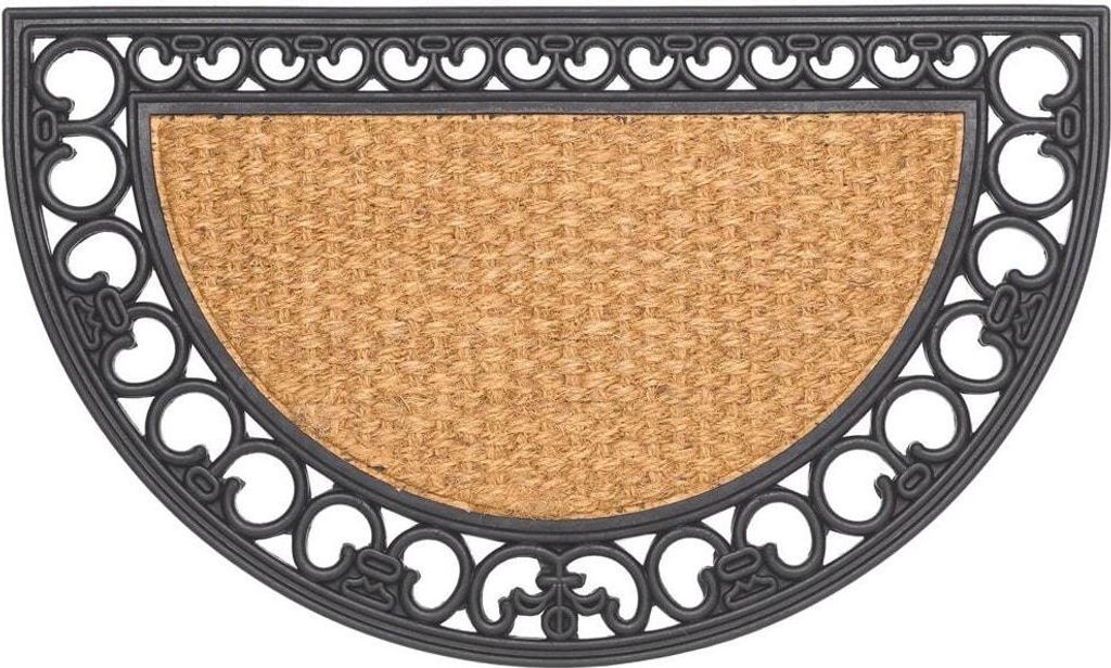 Kokosmatte Zier-Rahmen natur halbrund als aussen Sauberlaufmatte