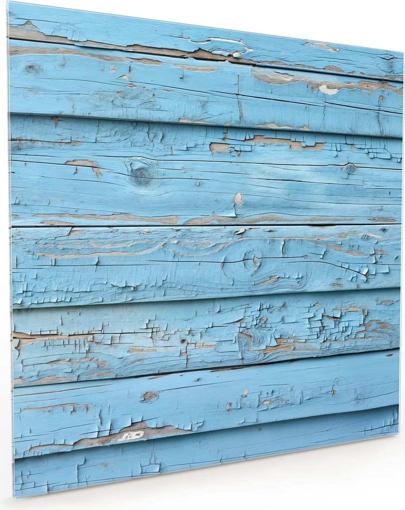 Küchenrückwand Spritzschutz Glas mit Motiv Altes Holzblau 40 x 40 cm