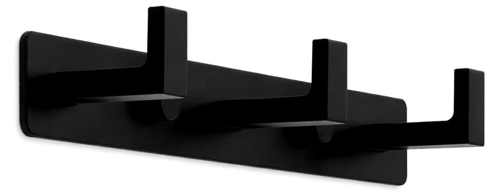 Kleiderhaken 24 cm schwarz mit 3 Haken
