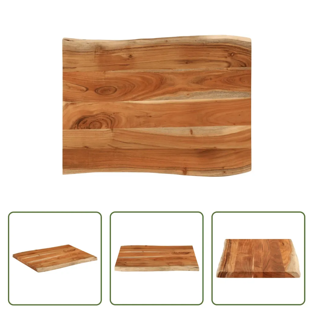 The Living Store Piano tavolo 70x60x3,8 cm rettangolare in legno massiccio di acacia bordo albero