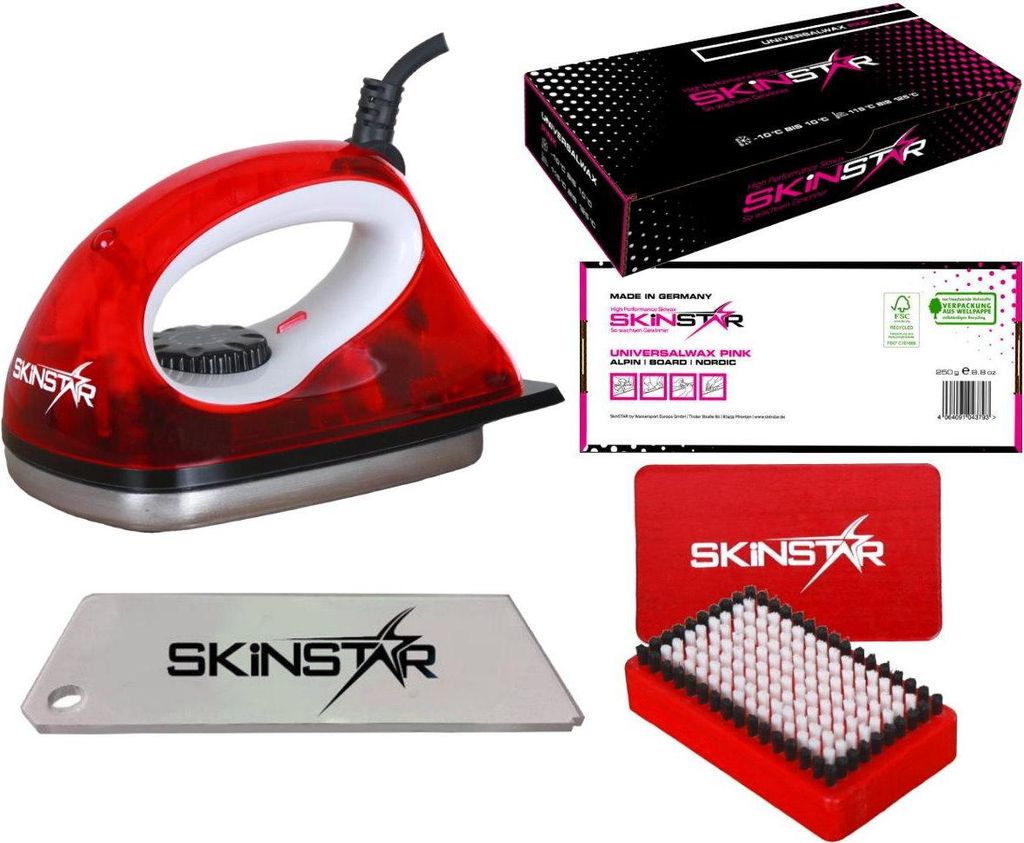 SKINSTAR Starter Ski Wachs Set, Wachsbügeleisen Bürste Wachs Type B
