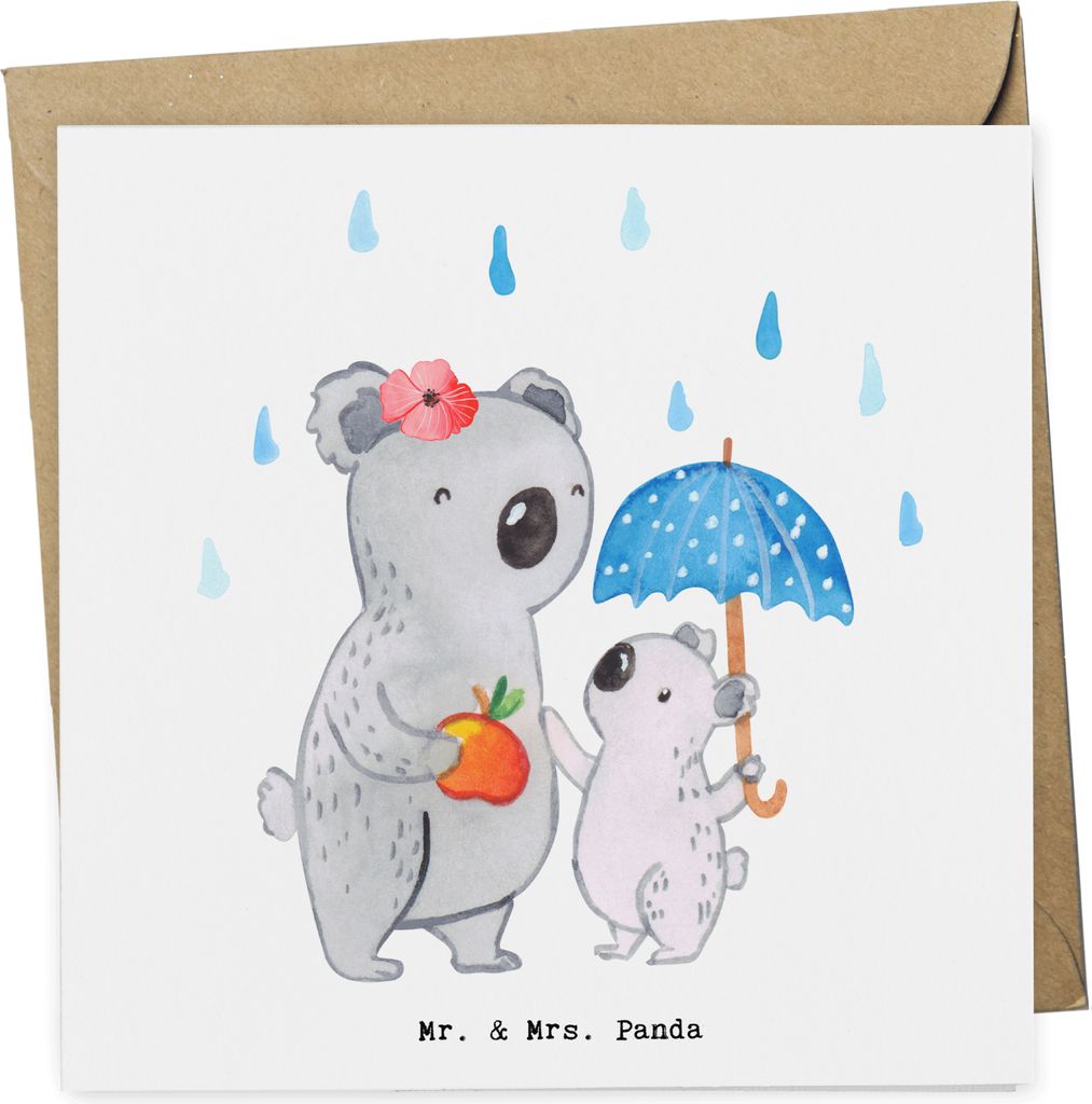 Mr. & Mrs. Panda Klappkarte Tagesmutter Herz - Weiß - Geschenk, anlasskarte, faltkarte, Grußkarte, Glückwunschkarte, doppelkarte