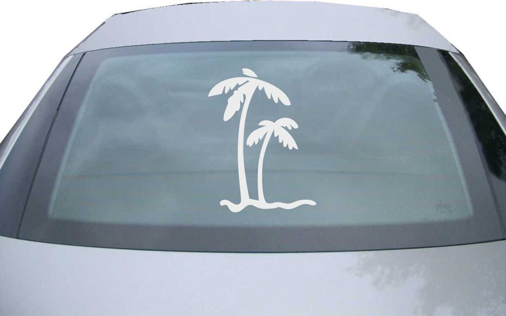 Indigos UG - Aufkleber Heckscheibe & Motorklappe DE2388 - silber - 600x450 mm - Palmen - Auto Scheiben Fenster Heckklappe Tuning Racing JDM - Die cut
