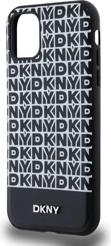 Coque iPhone 11 DKNY Noir Repeat Pattern avec Rayure Signature Chic - 2