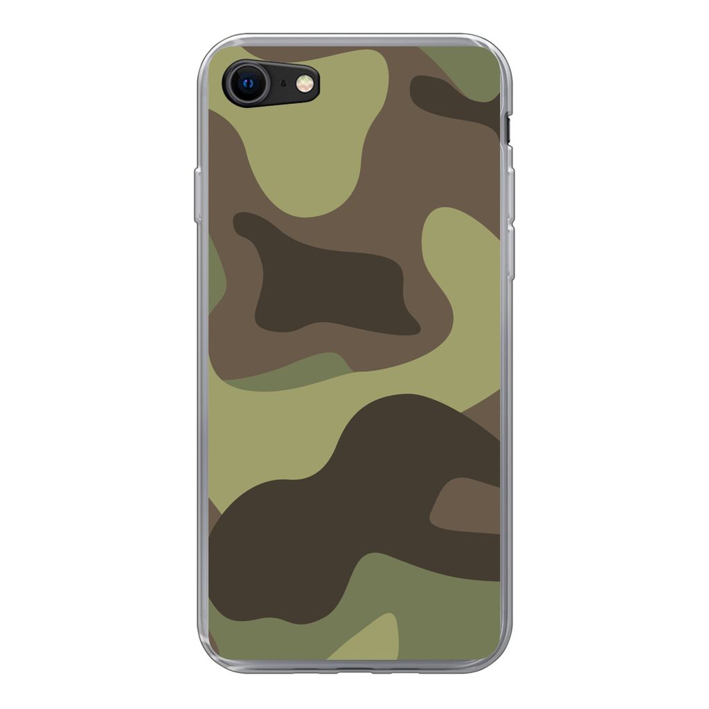 MuchoWow Handyhülle Schutzhülle Hülle für iPhone 8 Illustration eines Tarnmusters Silikon Softcase Handy Hülle - Schutzhaube