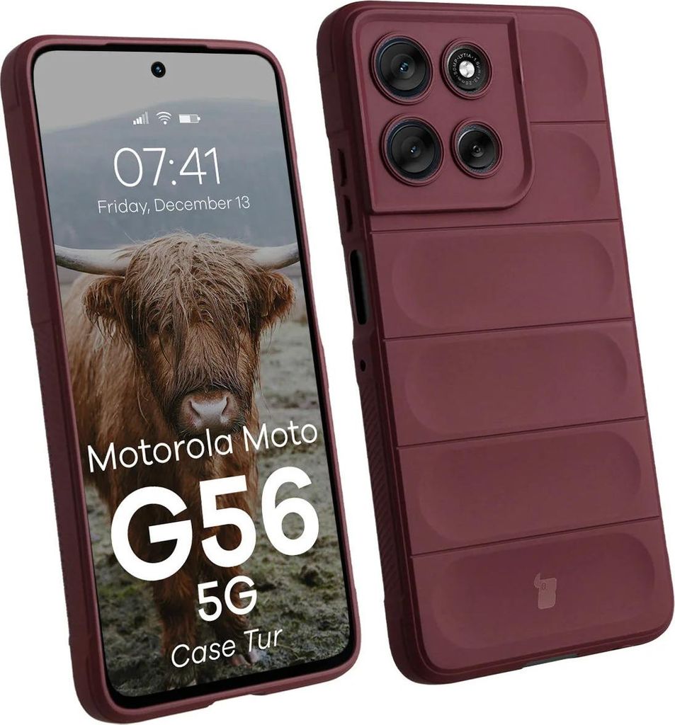 Robuste Handyhülle für Motorola Moto G56 5G, Bizon Case Tur, Burgunderrot
