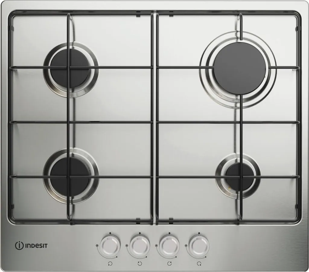 Indesit THP 642 IX/I Table de cuisson à gaz 60 cm Inox 4 feux puissants
