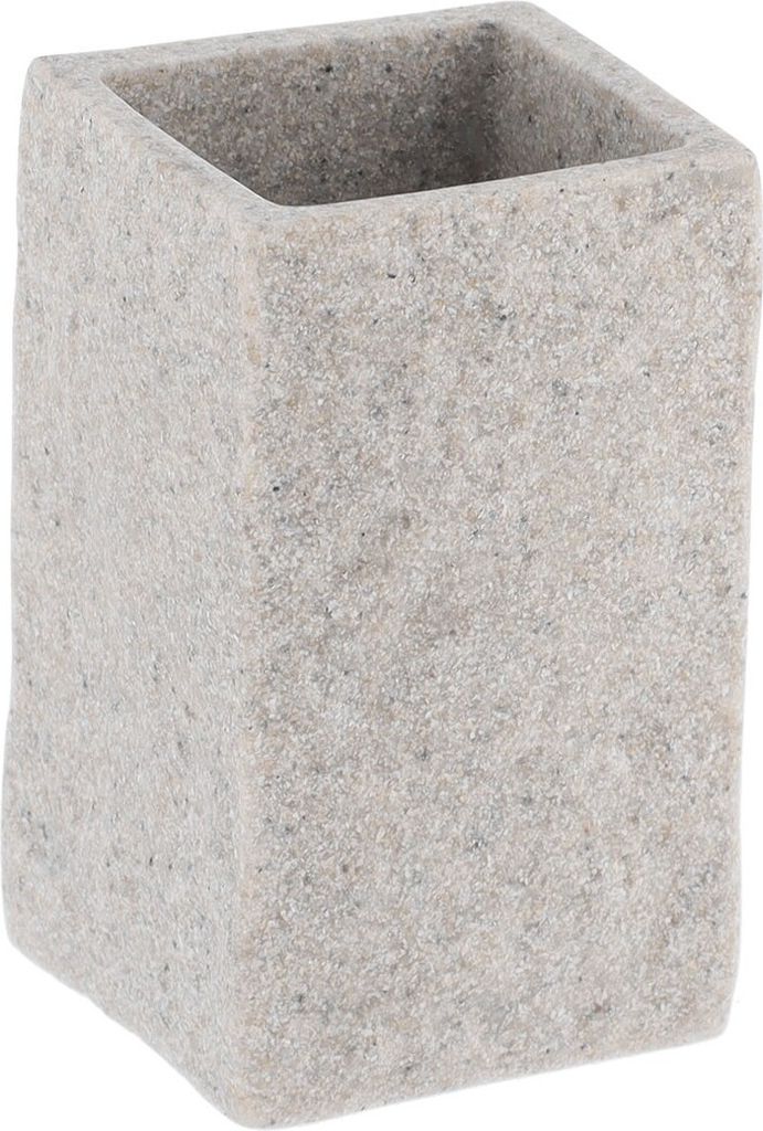 Tendance Zahnputzbecher grau Polyresin 6,3x6,3x10,5 cm Badezimmer Dekoration