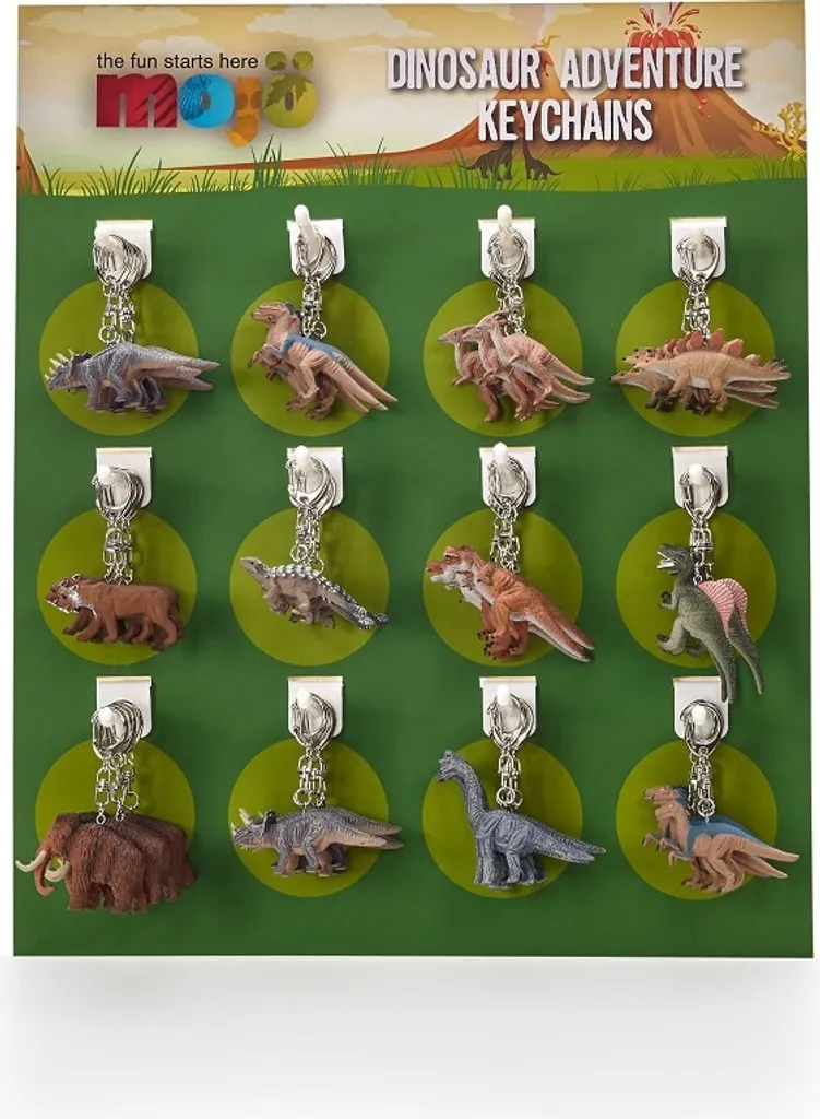 Porte-clés Dinosaures réalistes Mojo Display - Lot de 72 figurines