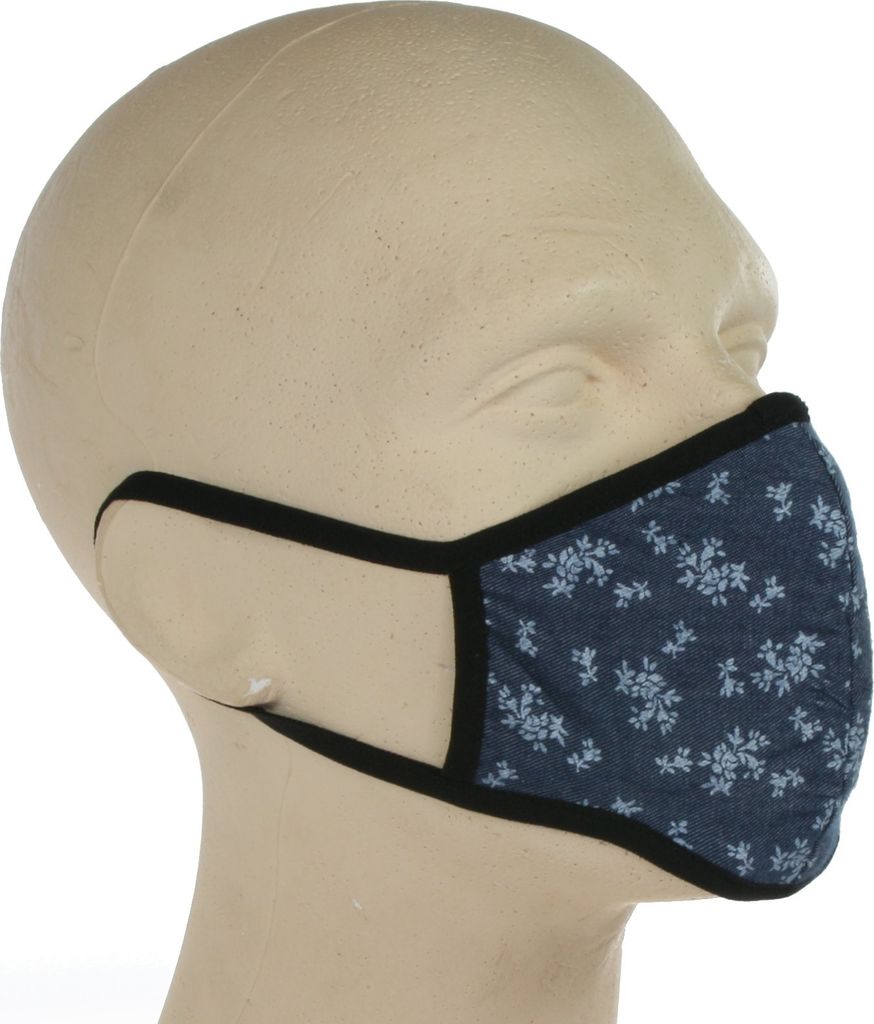 (( earbags | BEHELFSMASKE Gesichtsmaske , Blumen - Blau, L