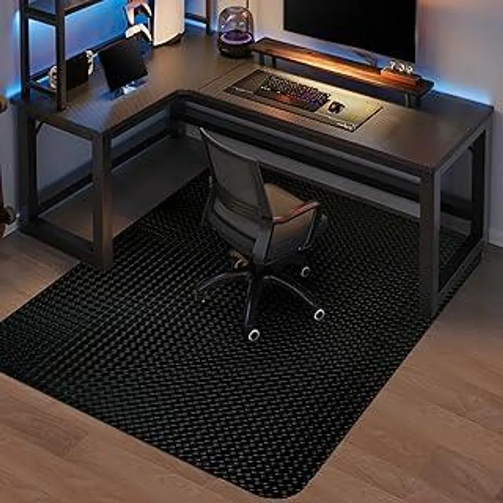 Tappetino protettivo per pavimenti Vicwe per sedie da ufficio, 80 x 120 cm Tappetini antiscivolo e facili da pulire per sedie da ufficio e da gaming, tappetini per pavimenti in legno massello, laminato e parquet (nero)