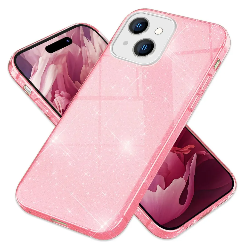Cover Scintillante Per IPhone 15 Pro (6,1'') | Rosa Con Paillettes Incorporate | TPU Antiurto E Antigraffio | Per Ragazze