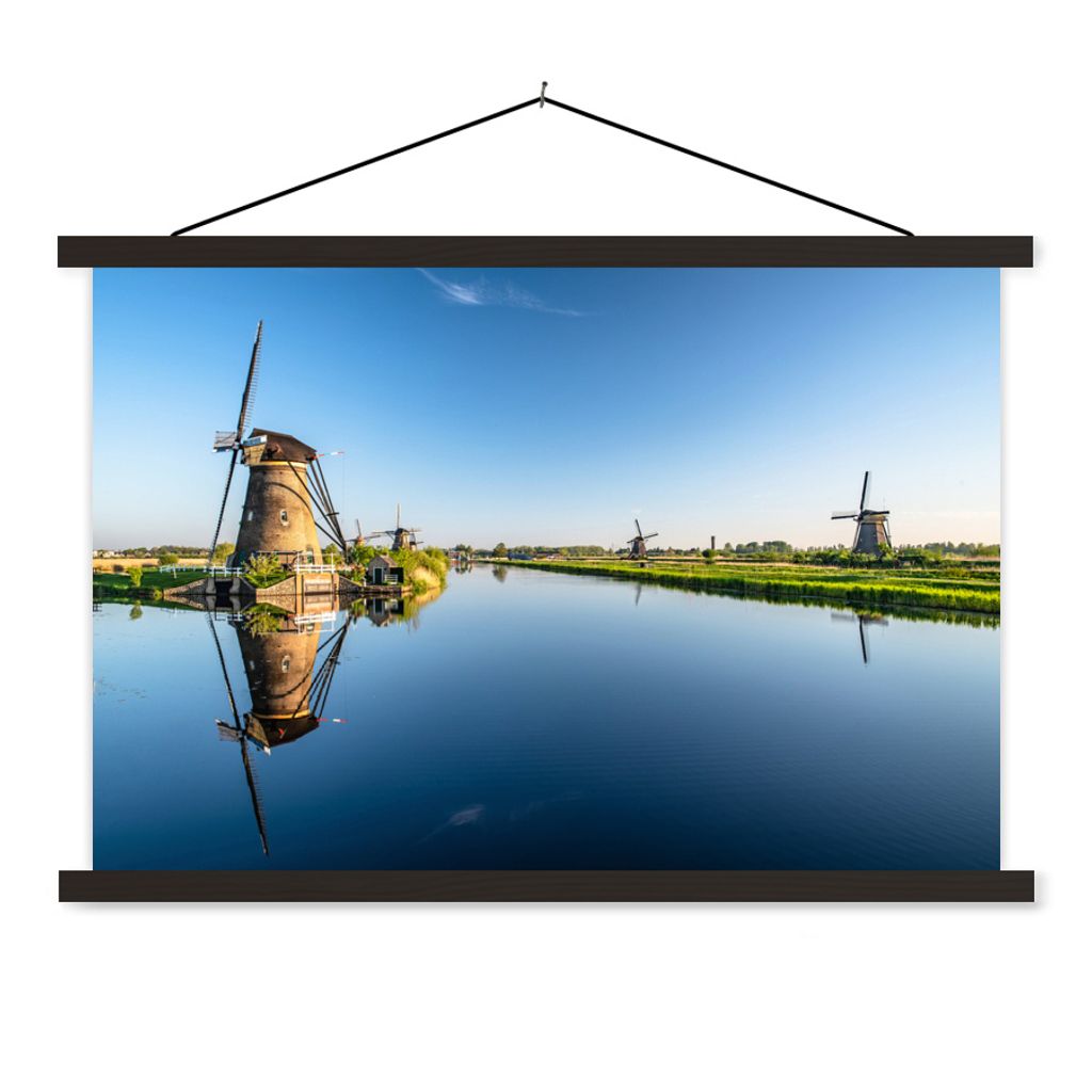 MuchoWow Textilposter Mühlen - Holland - Wasser 60x40 cm mit schwarzem Rahmen - Hölzernes