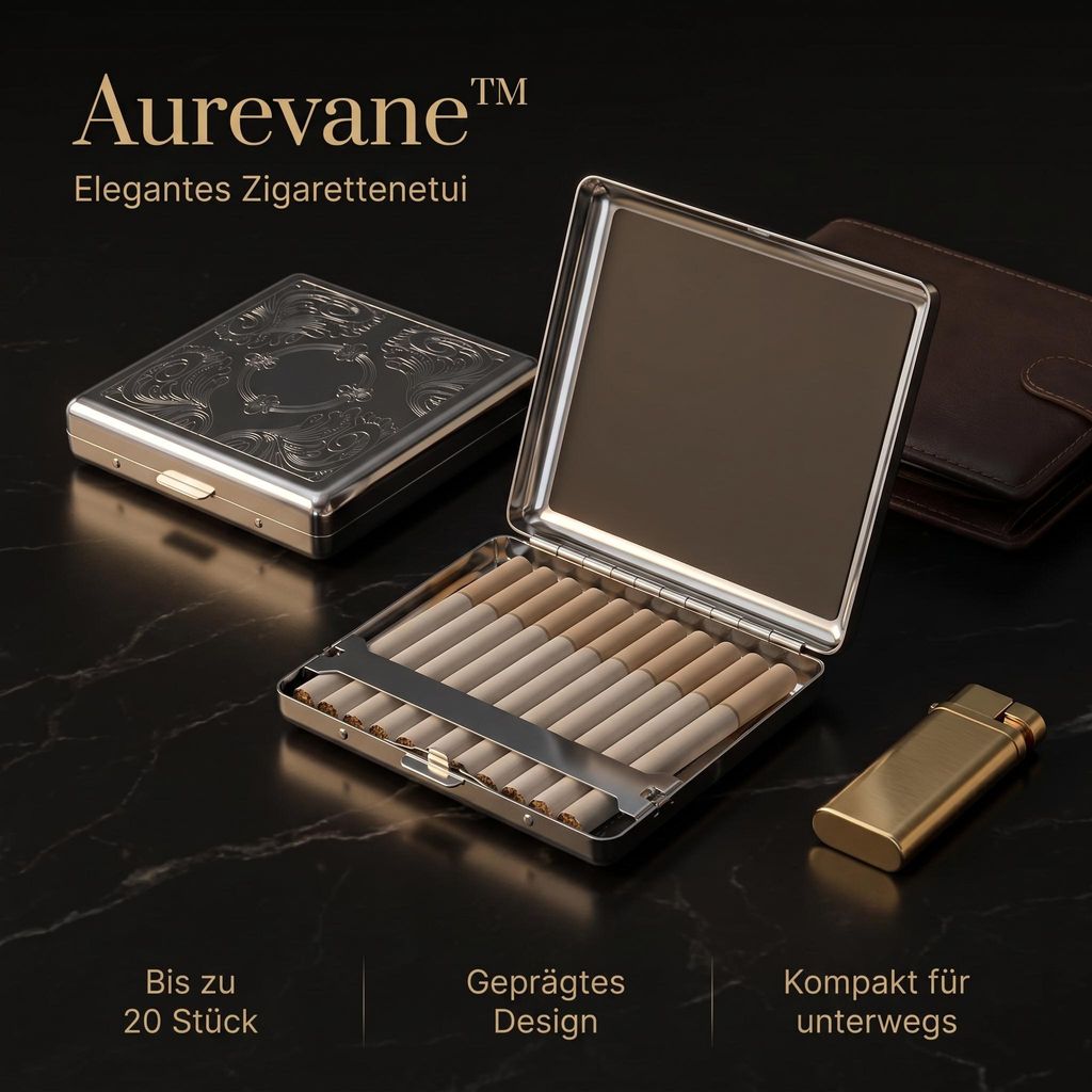 Aurevane™ Metall Zigarettenetui für 20 Zigaretten, geprägte Produktbild 