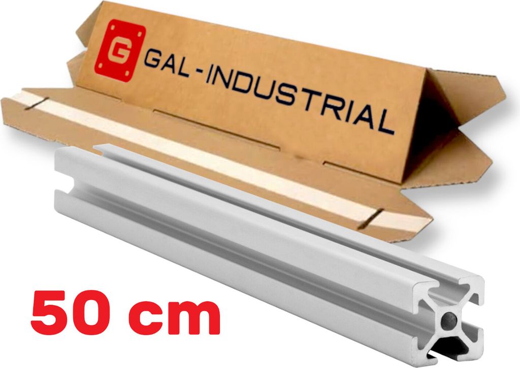 GAL-INDUSTRIAL | Konstruktionsprofil Aluminium Montageprofil – 20x20mm – 50cm - Zuschnitt nach Maß