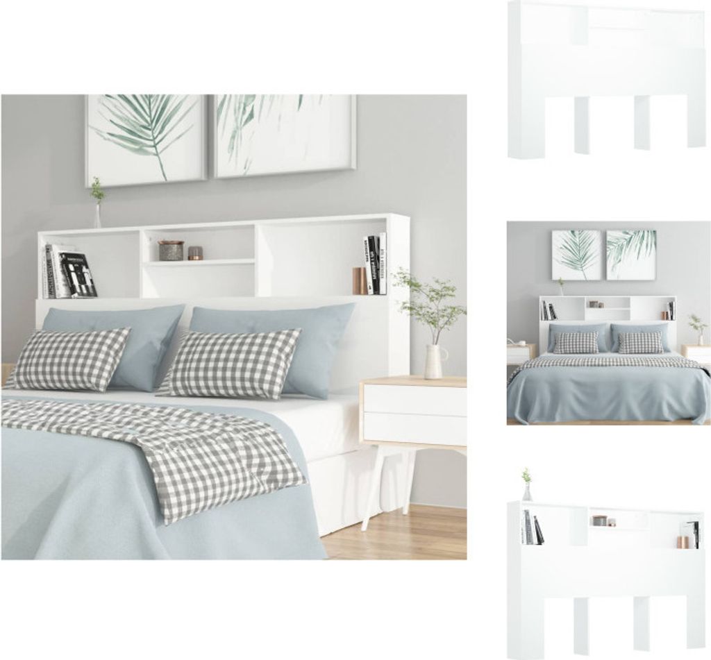 vidaXL Bett-Kopfteil mit Ablagen Weiß 160x19x103,5 cm - Kopf- & Fußenden